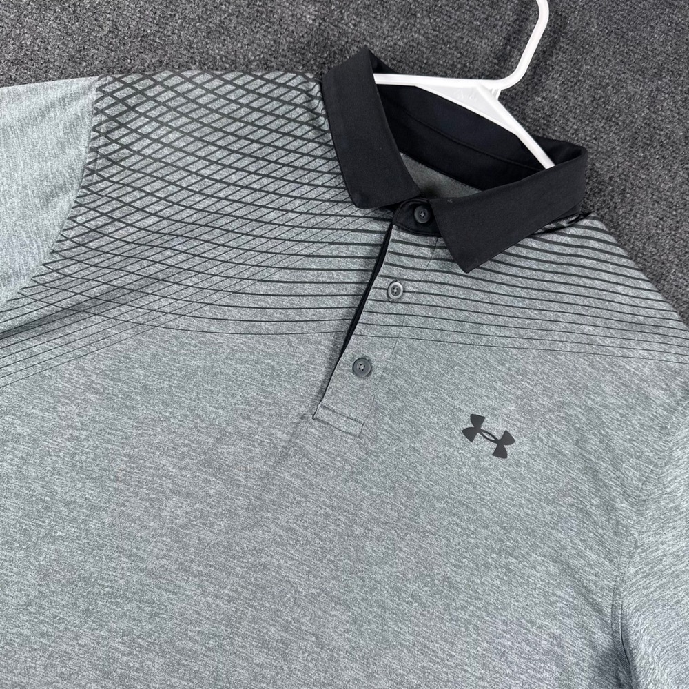 Under Armour Polo Mens LG Large Grey Playoff HeatGear Golf Shirt 1350212